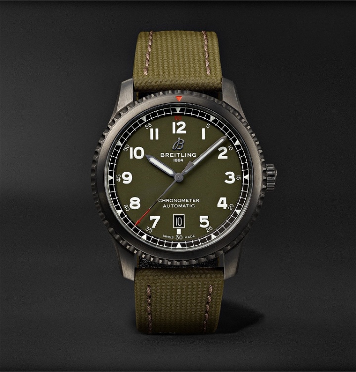 Photo: Breitling - Aviator 8 Curtiss Warhawk Automatic 41mm Stainless Steel and Canvas Watch, Ref. No. M173152A1L1X1 - Green