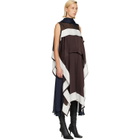 sacai Brown Satin & Chiffon Midi Dress