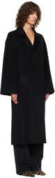 Loulou de Saison Black Borneo LDS Wool Drap Coat