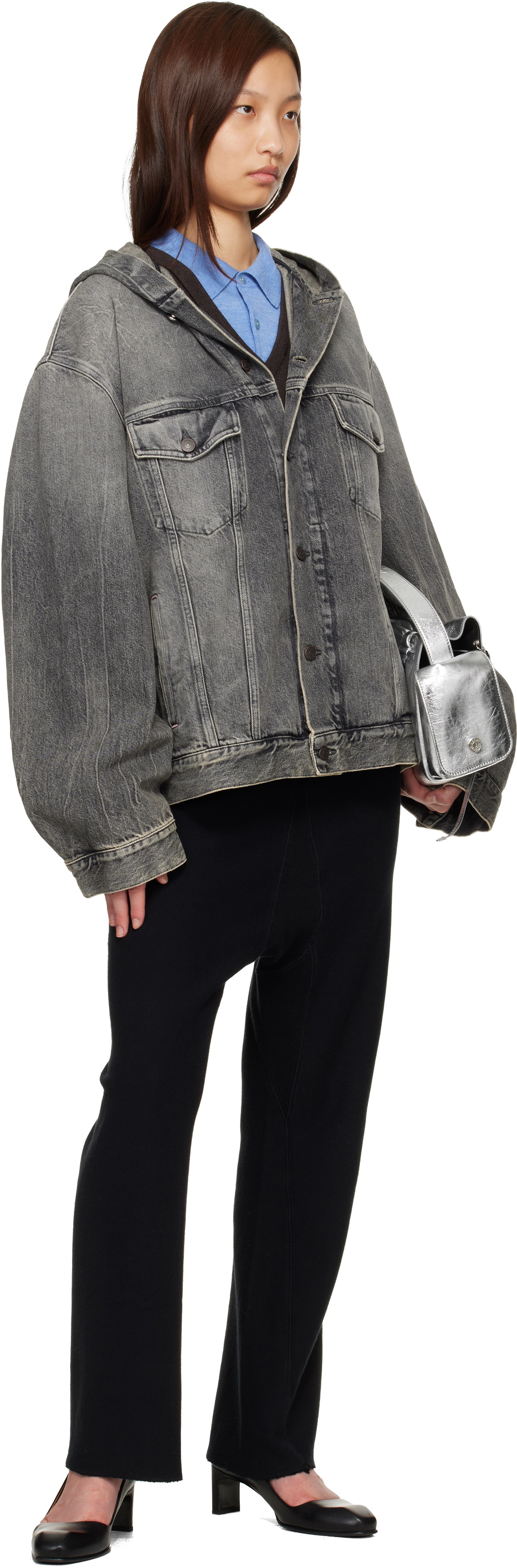 Acne Studios Black Hooded Denim Jacket