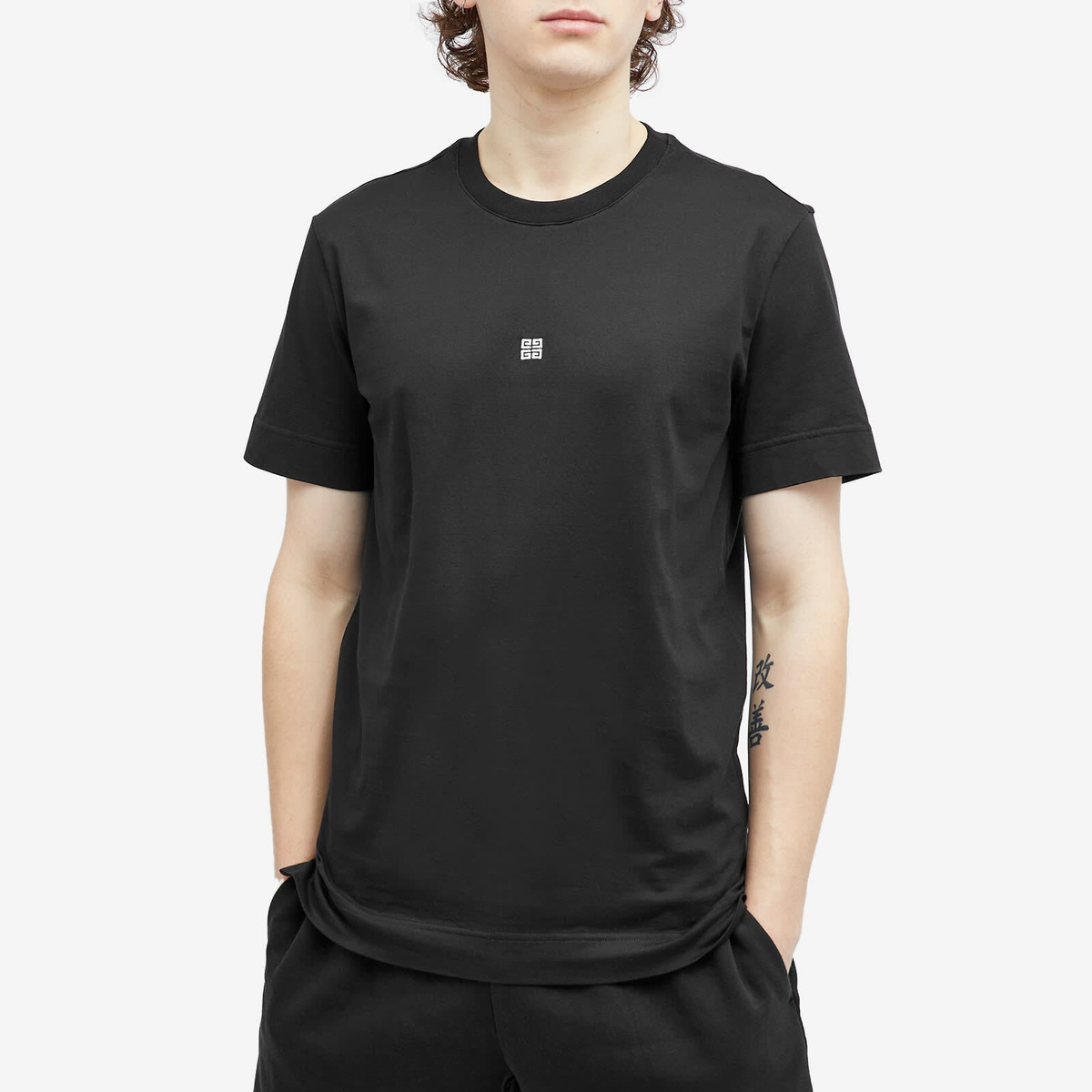 Givenchy Men's Contrast 4G Embroidery T-Shirt in Black Givenchy