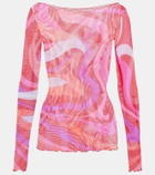 Pucci Marmo semi-sheer tulle top