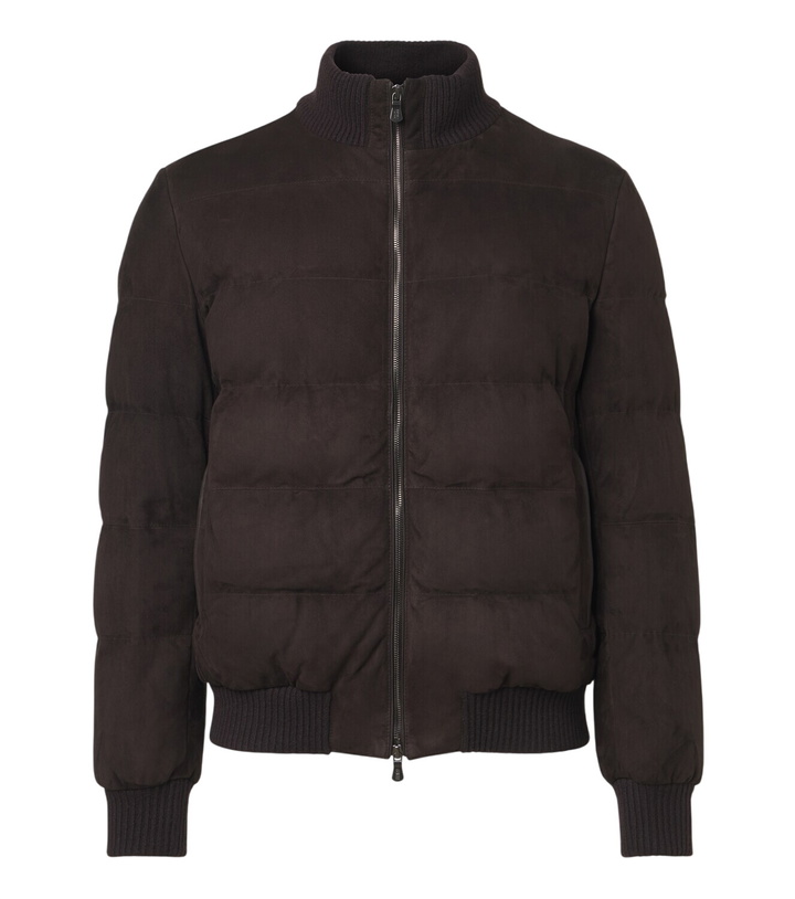 Photo: Fedeli Padded suede bomber jacket