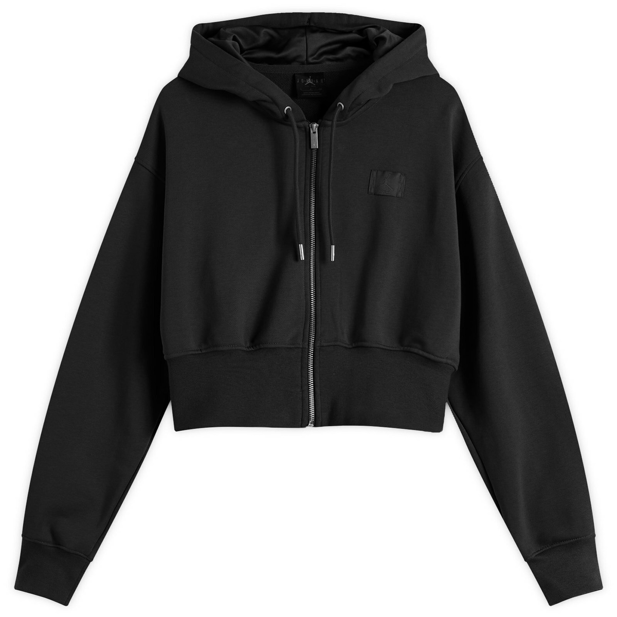 Air Jordan Women's Flight Fleece Crop Hoodie in Black/Smoke Grey