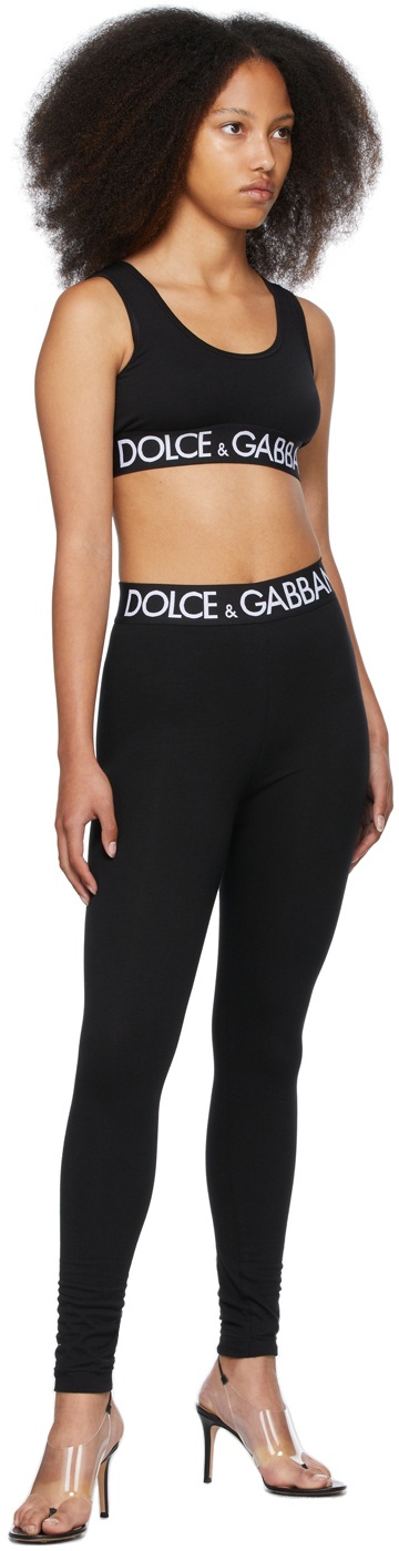 Dolce & Gabbana Black Cotton Logo Sports Bra Dolce & Gabbana