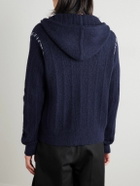 Marni - Embroidered Ribbed Wool and Cashmere-Blend Zip-Up Hoodie - Blue