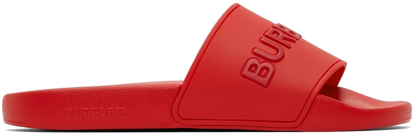Burberry Red Embossed Logo Slides Burberry display picture 1