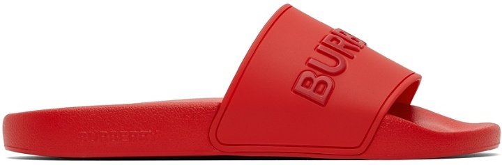 Photo: Burberry Red Embossed Logo Slides