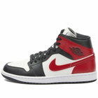 Air Jordan Women's 1 MID W Sneakers in Sail/Red/White