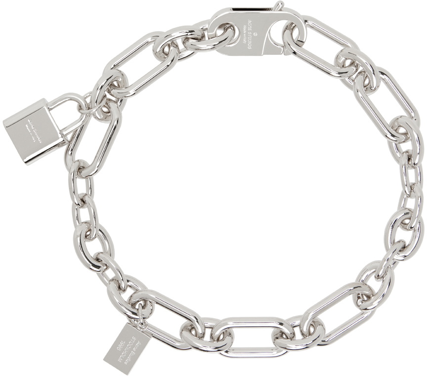 Acne Studios Silver Padlock Chain Necklace