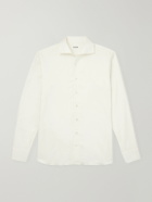 De Petrillo - Cutaway-Collar Brushed Cotton-Twill Shirt - White