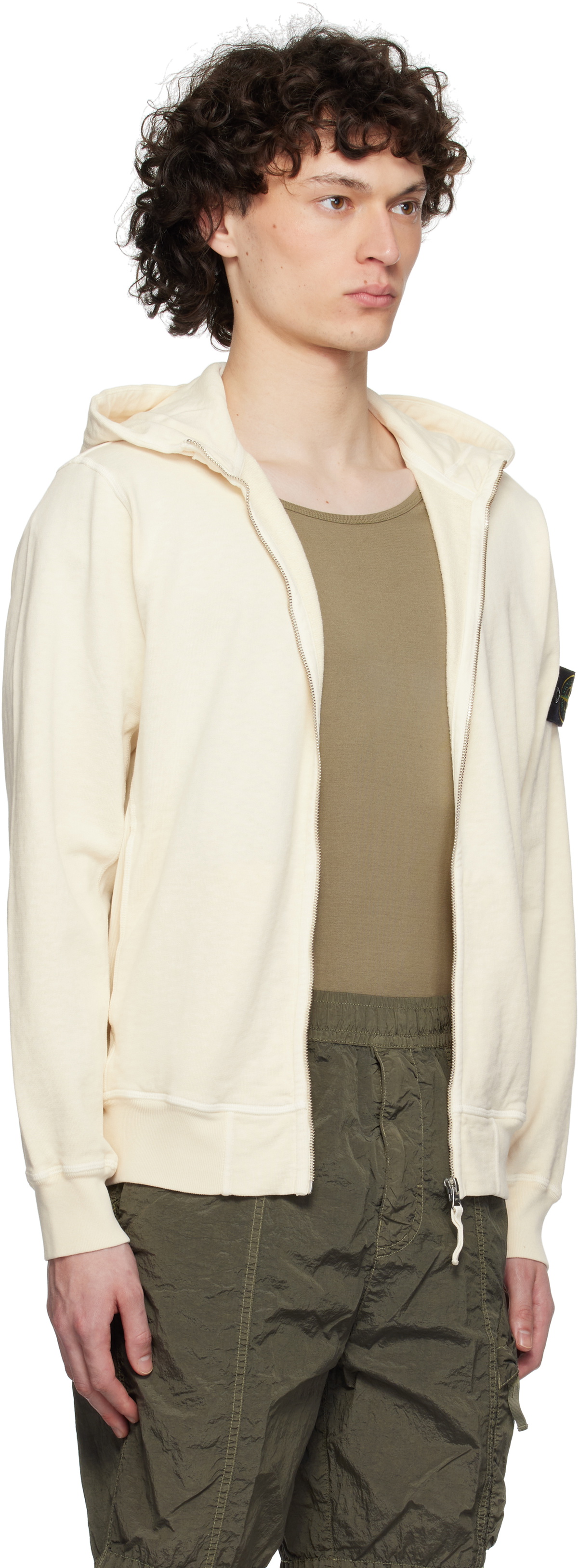 Stone Island Off-White Malfilé Fleece Old Effect Hoodie