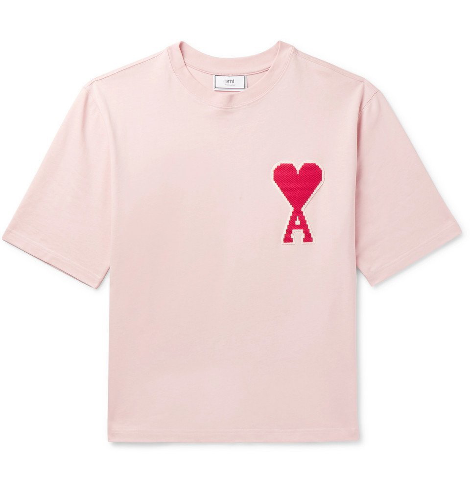 AMI - Oversized Logo-Appliquéd Cotton-Jersey T-Shirt - Pink AMI