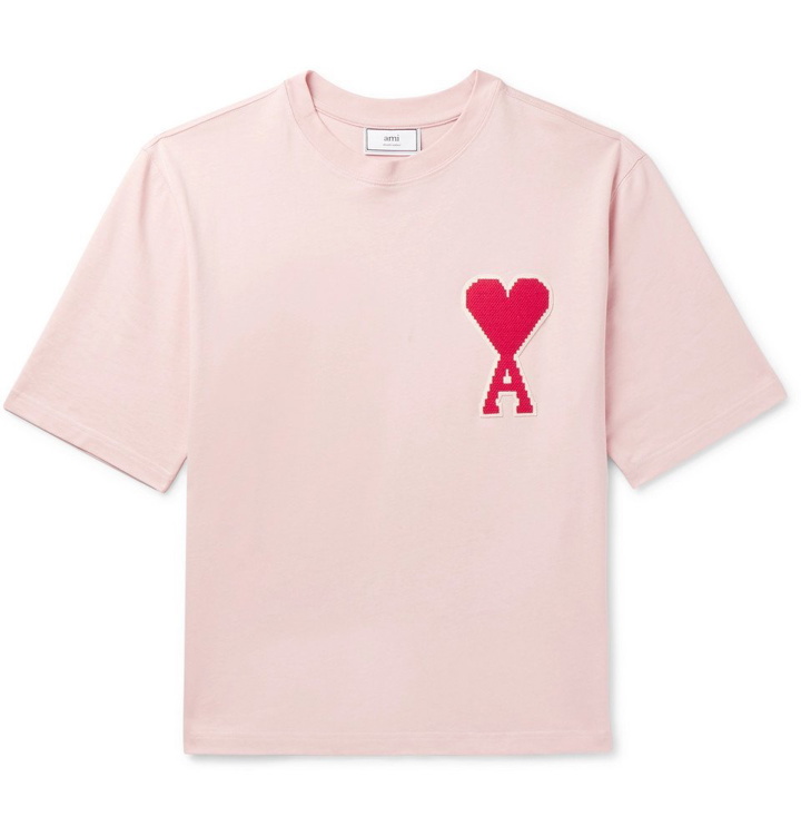 Photo: AMI - Oversized Logo-Appliquéd Cotton-Jersey T-Shirt - Pink