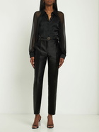 ALBERTA FERRETTI Mikado Silk High Rise Straight Pants