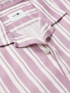 NN07 - Miyagi Camp-Collar Striped TENCEL and Linen-Blend Shirt - Pink