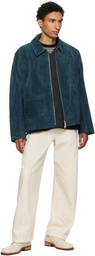 Cawley Navy Zip-Up Sandy Suede Jacket