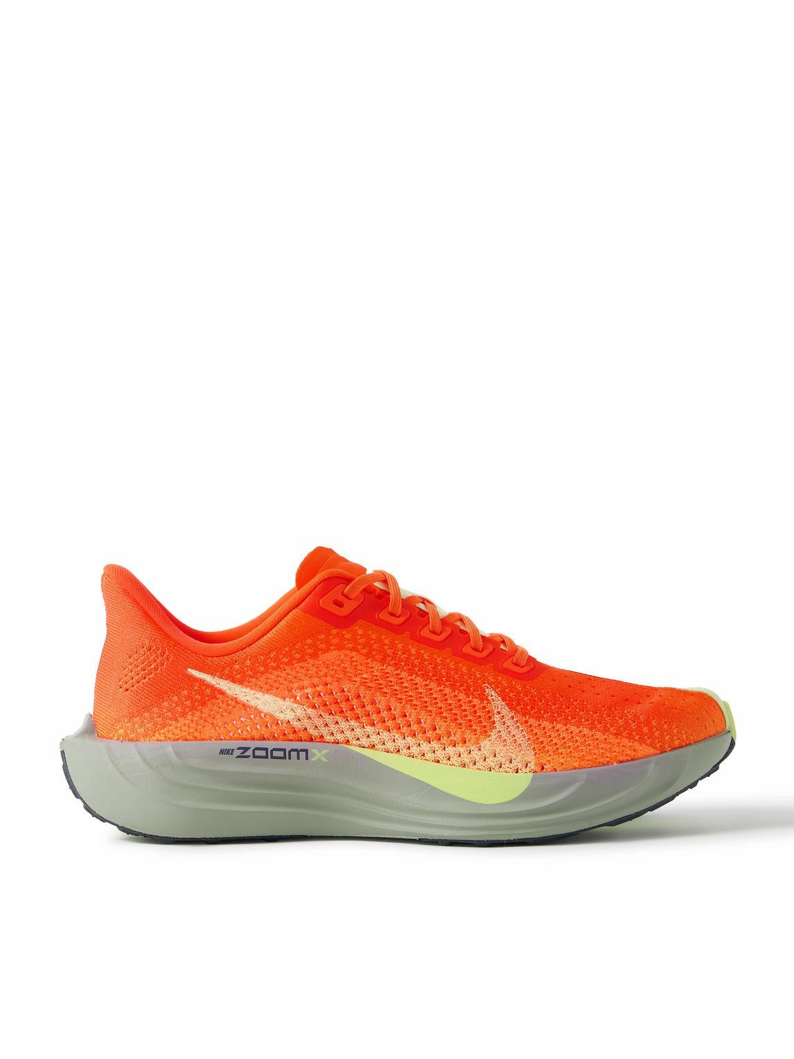 NIKE RUNNING - Pegasus Plus Canvas-Trimmed Flyknit Sneakers - Orange
