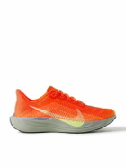 NIKE RUNNING - Pegasus Plus Canvas-Trimmed Flyknit Sneakers - Orange
