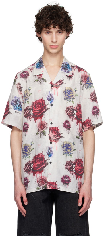 Photo: Ksubi Gray & Red Graff Rose Resort Shirt