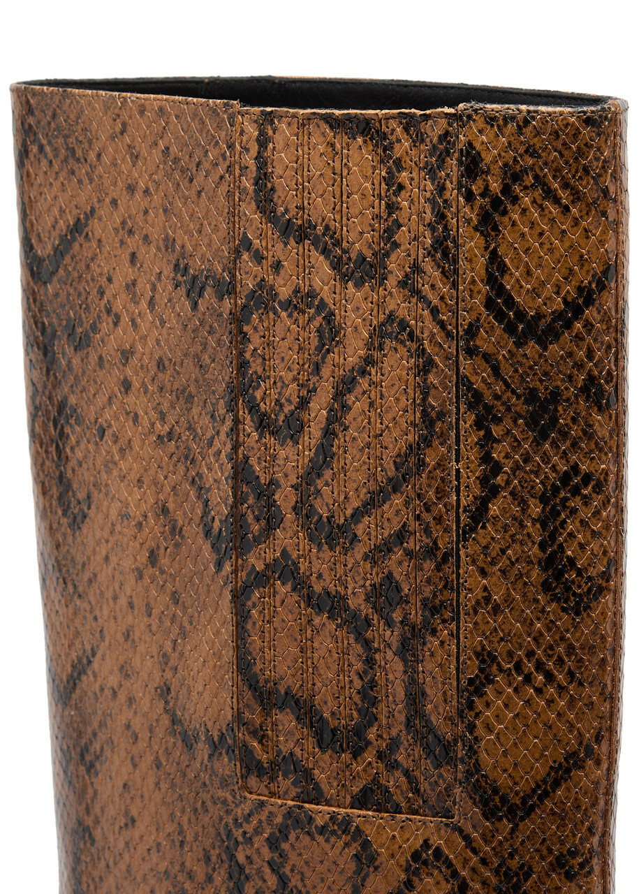 Coperni Bridge 50 Python-effect Leather Knee-high Boots Brown Coperni