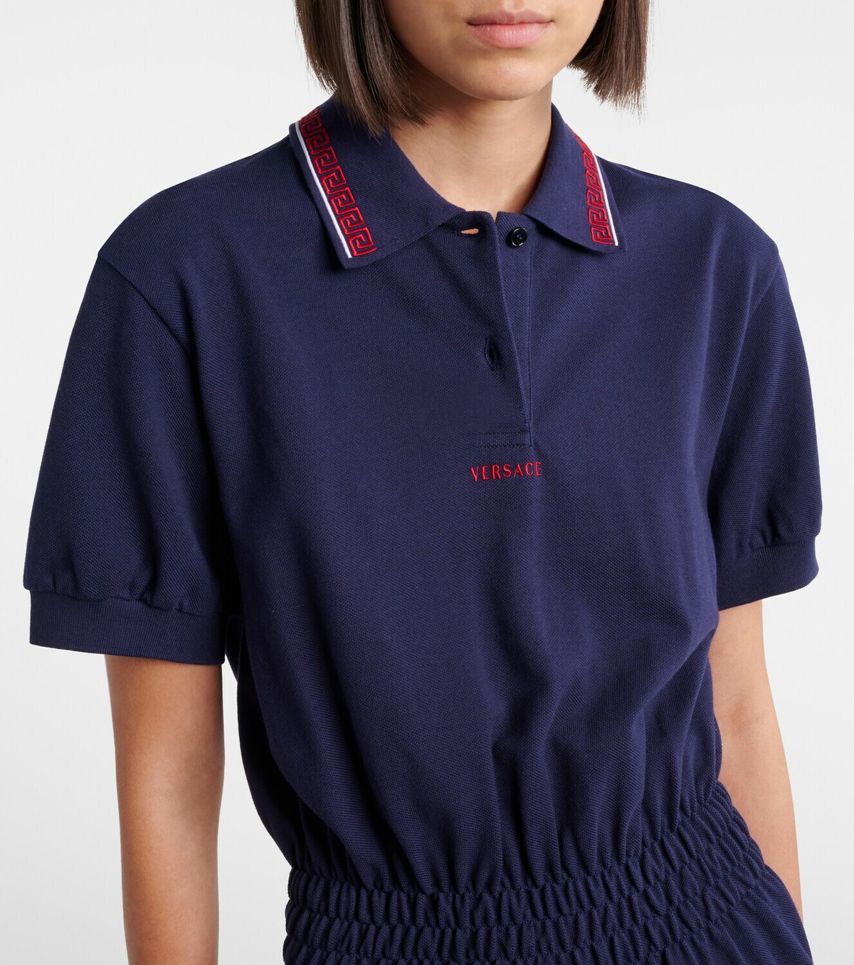 Versace Greca cotton piqué polo dress
