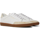 SAINT LAURENT - SL/10 Suede-Trimmed Perforated Leather Sneakers - White