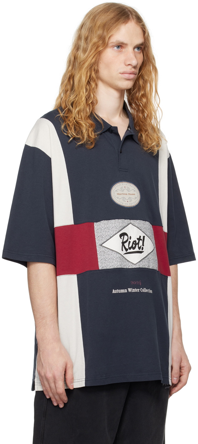 Martine Rose ポロシャツ Martine Rose Navy Oversized Panelled Polo Martine Rose