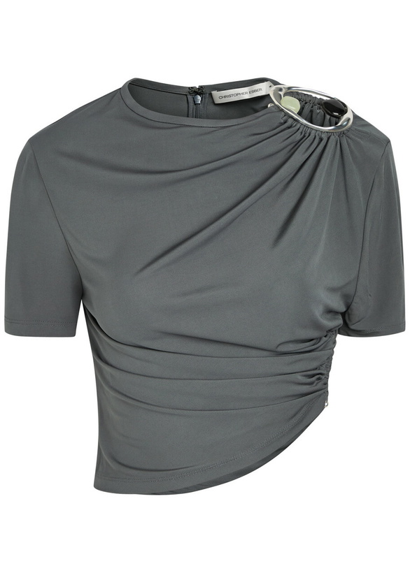 Photo: Christopher Esber Orica Cut-out Jersey Crop T-shirt Blue