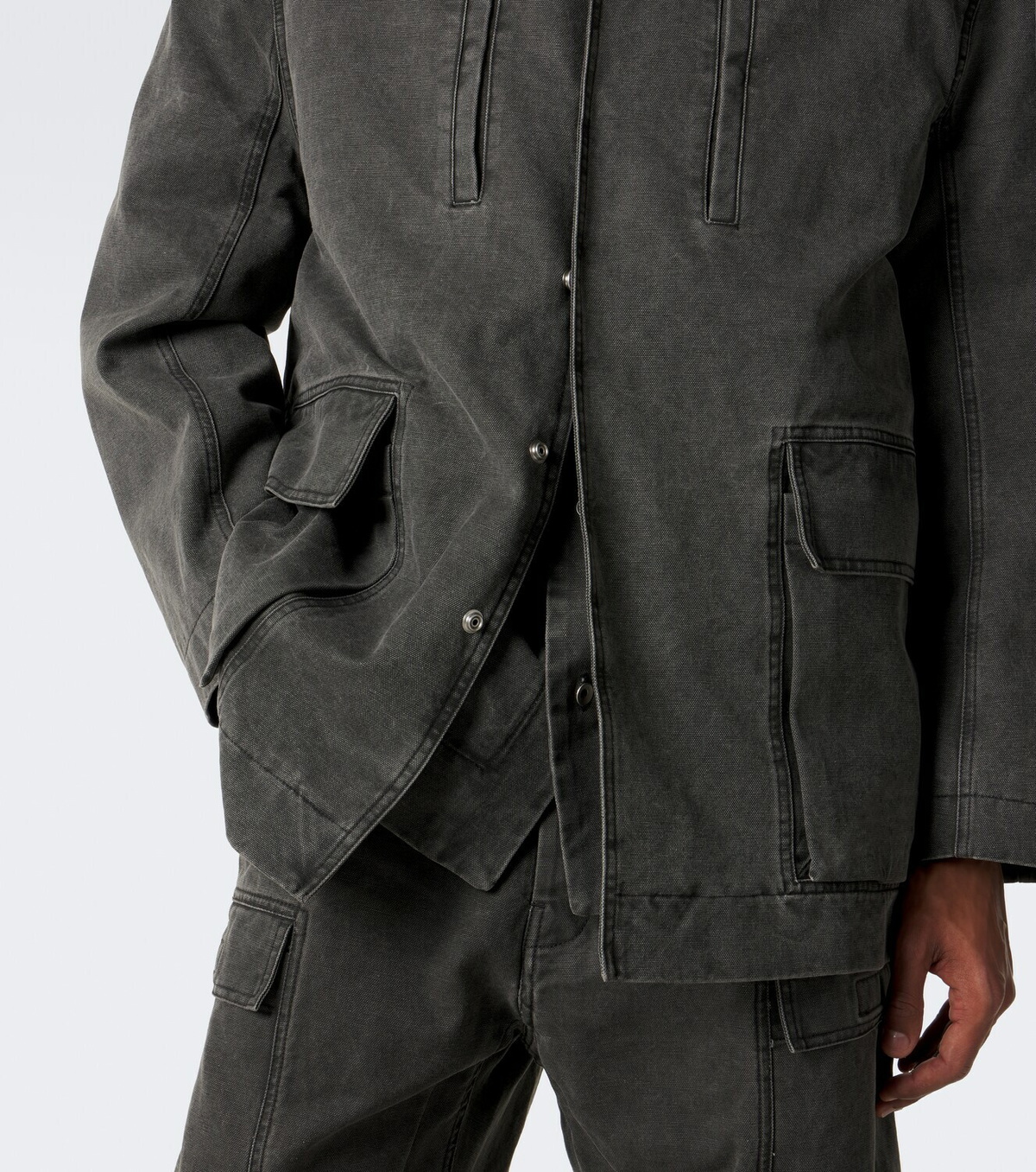 Rick Owens Collared Mac coated cotton canvas jacket