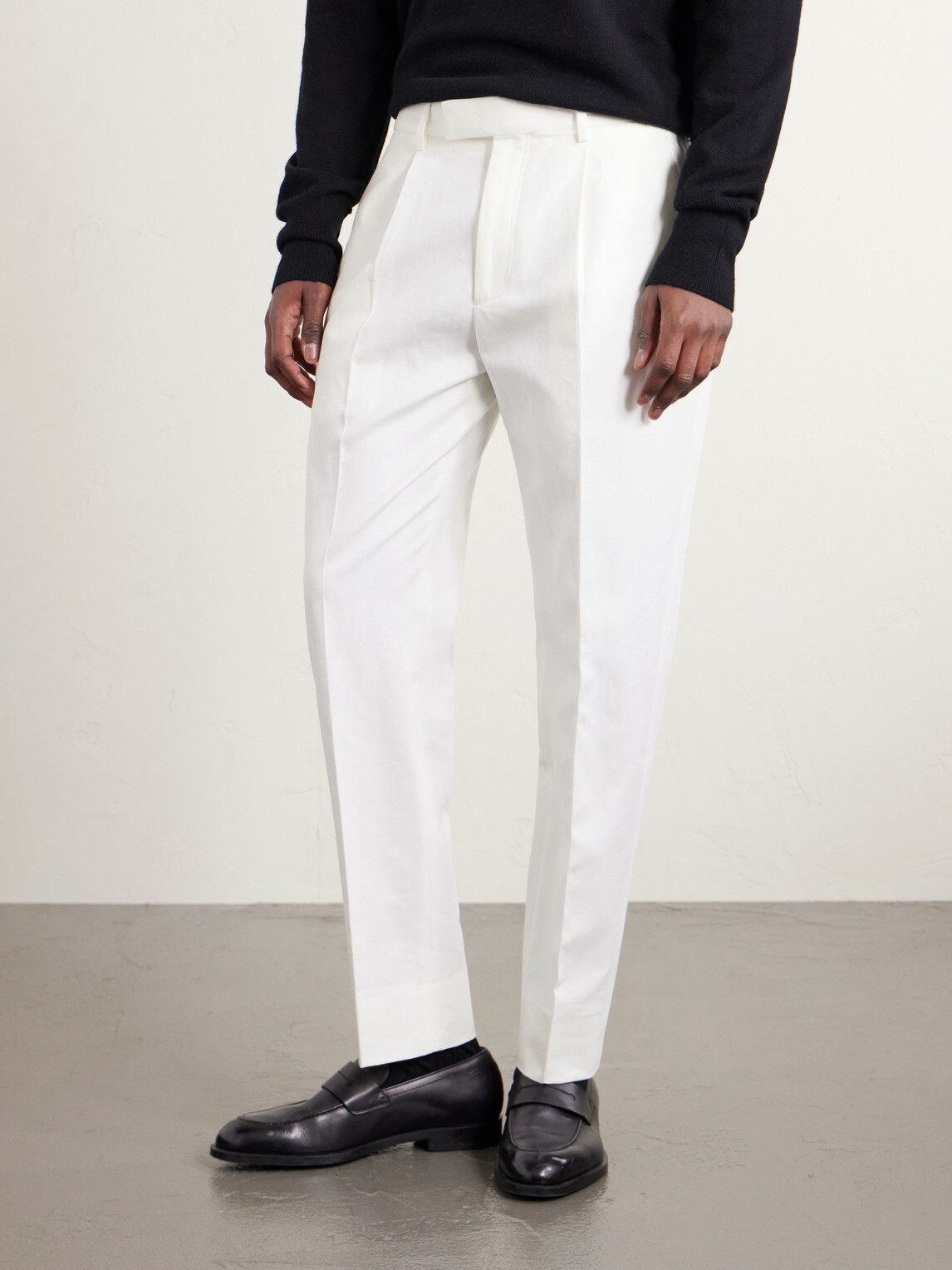 Zegna - Cotton and Linen-Blend Trousers - White