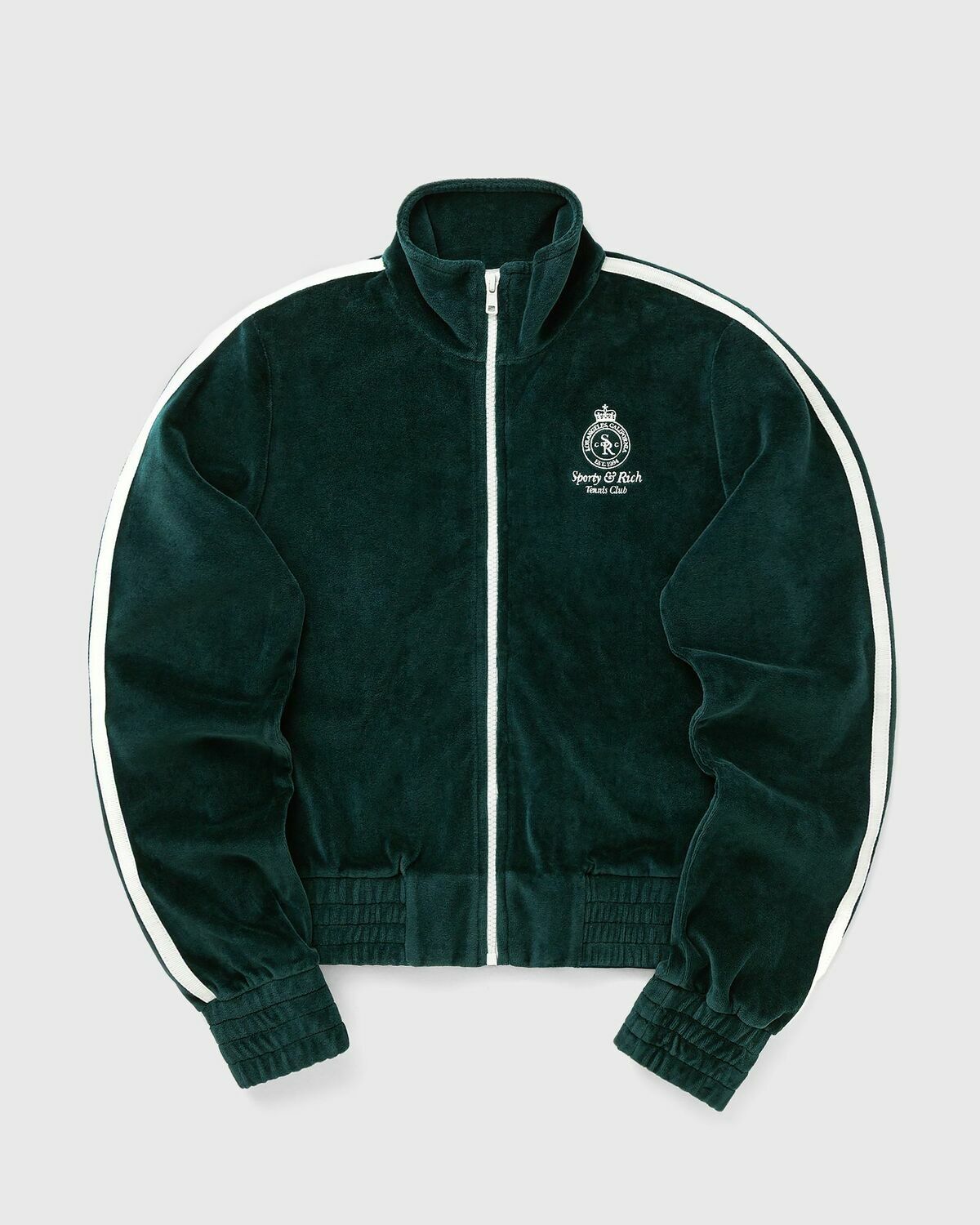 Sporty & Rich Crown Tennis Elio Velour Track Jacket Green Women