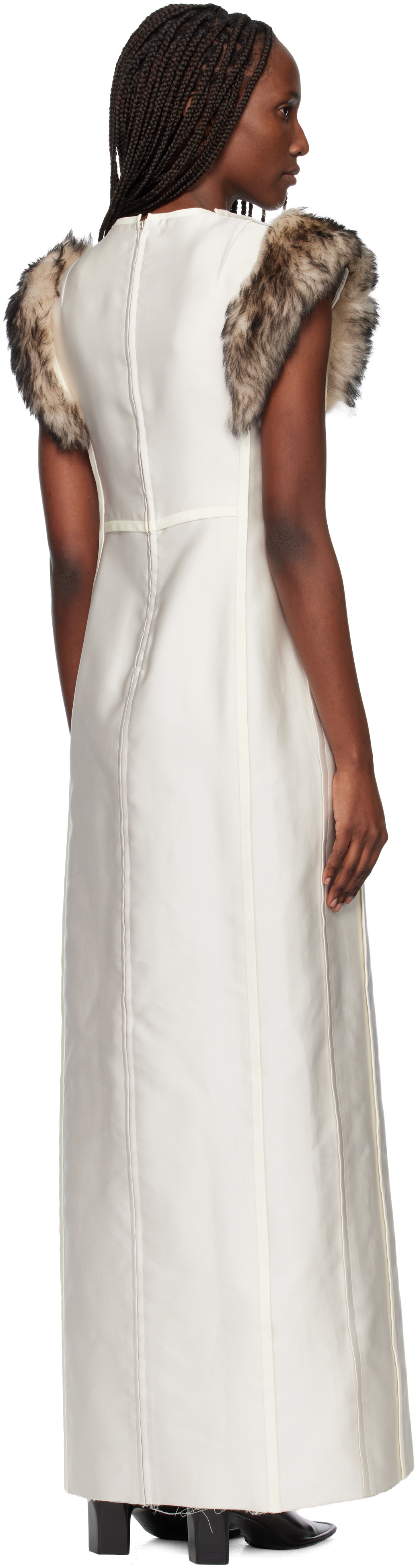 Jil Sander Off-White Silk Poly Duchesse Maxi Dress