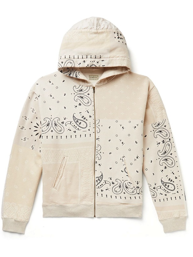 Photo: KAPITAL - Bandana-Print Cotton-Jersey and Quilted Shell Zip-Up Hoodie - Neutrals