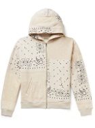 KAPITAL - Bandana-Print Cotton-Jersey and Quilted Shell Zip-Up Hoodie - Neutrals