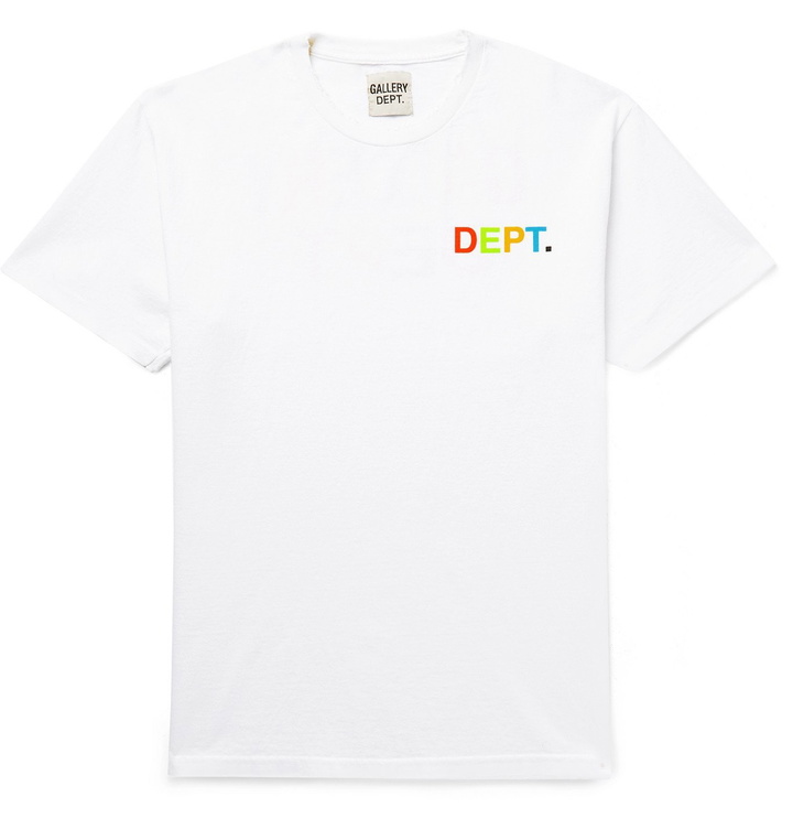 Photo: Gallery Dept. - Distressed Logo-Print Cotton-Jersey T-Shirt - White