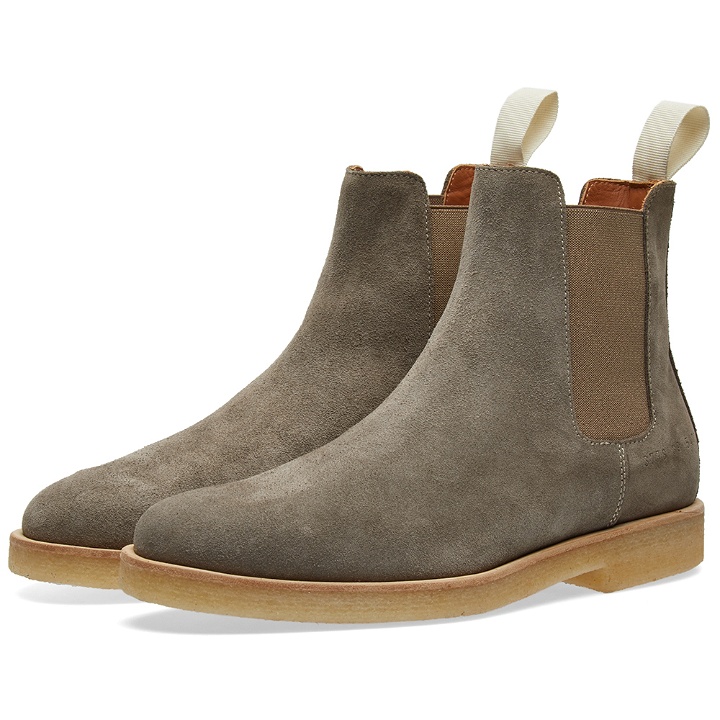 Photo: Woman by Common Projects Chelsea Boot Suede