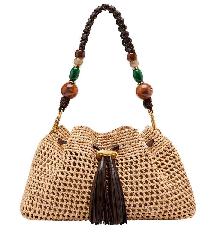 Photo: Jimmy Choo Bon Bon Medium beaded raffia bucket bag