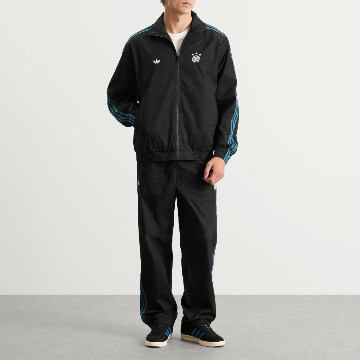END. x adidas Track Top in Black/Real Teal