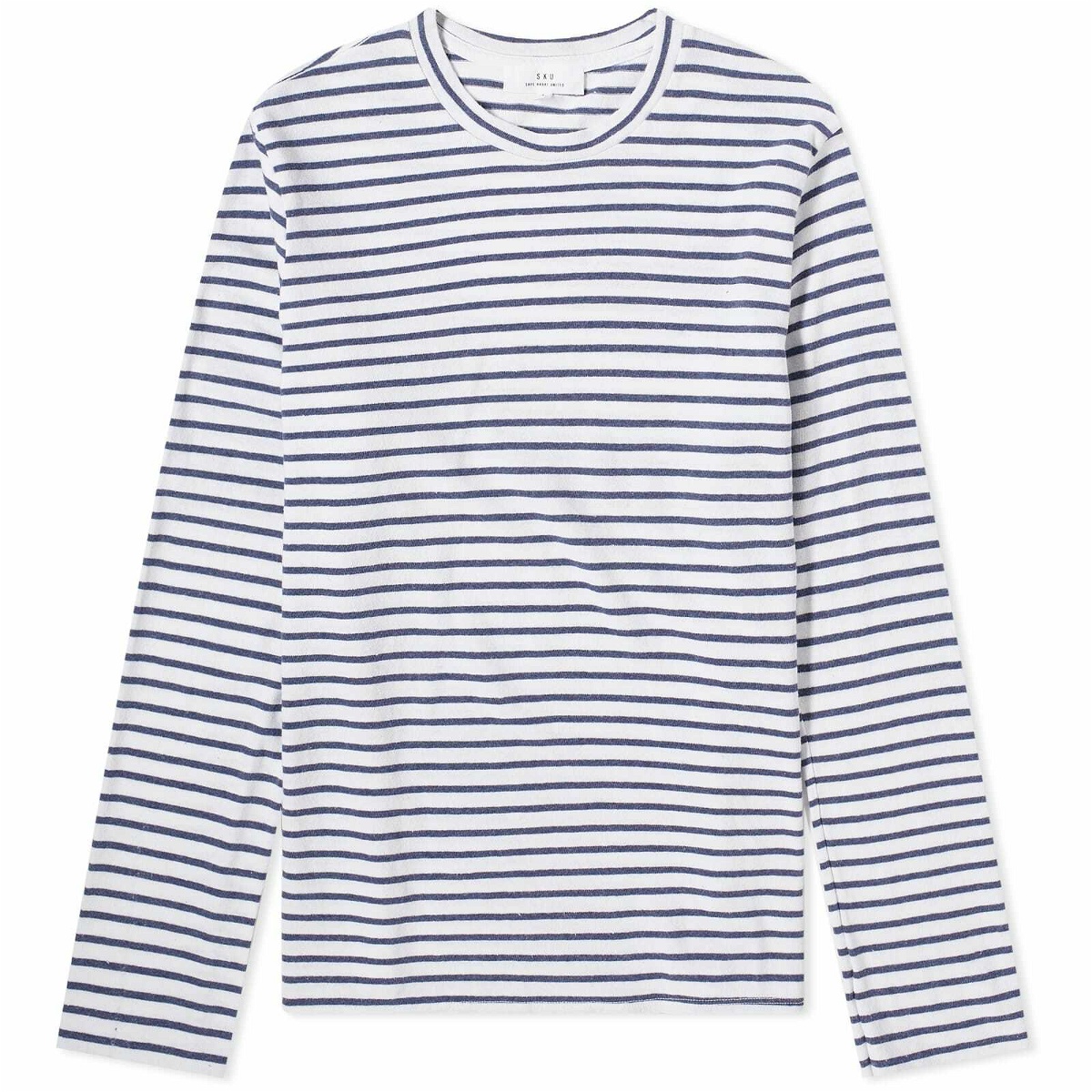 Photo: Save Khaki Men's Organic Hemp Stripe Long Sleeve T-Shirt in White