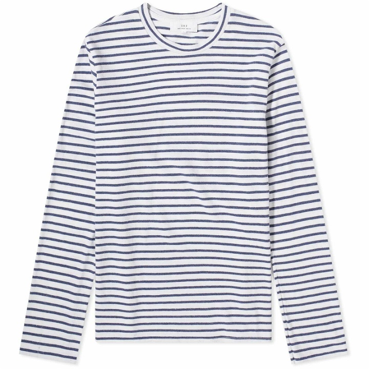 Photo: Save Khaki Men's Organic Hemp Stripe Long Sleeve T-Shirt in White