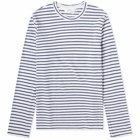 Save Khaki Men's Organic Hemp Stripe Long Sleeve T-Shirt in White