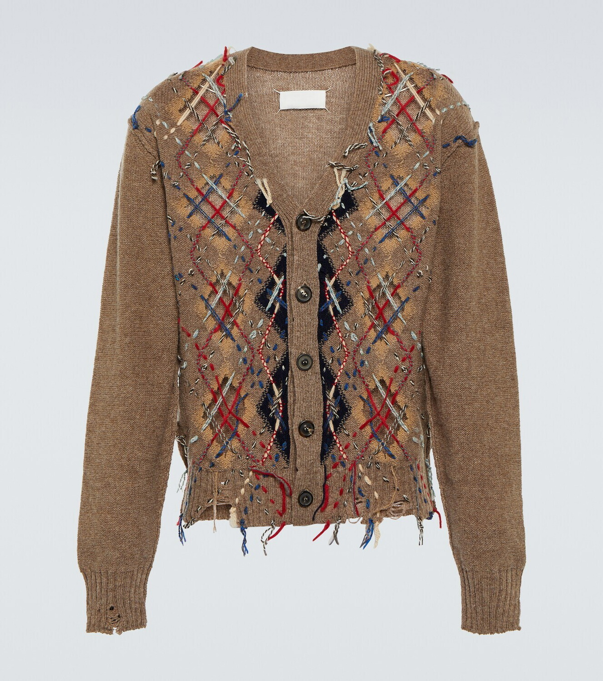 Maison Margiela Distressed argyle cardigan Maison Margiela