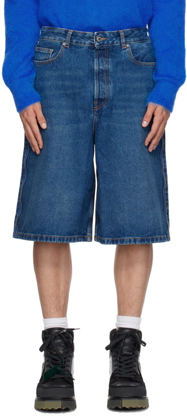 Photo: Off-White Blue Zip Denim Shorts