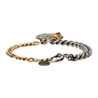 Alexander McQueen Silver and Gold Crow and Skull Chain Bracelet