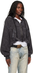 R13 Black Balloon Zip-Up Hoodie