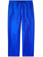 AIREI - Straight-Leg Slub Silk Drawstring Trousers - Blue