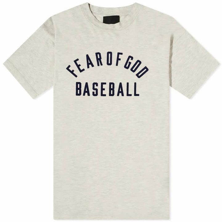 Photo: Fear Of God Men's Baseball T-Shirt in Cream Heather/Navy