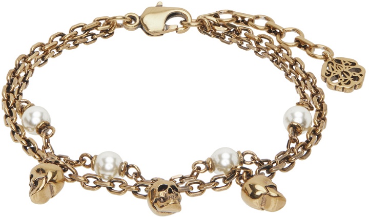 Photo: Alexander McQueen Gold Pearl & Skull Bracelet