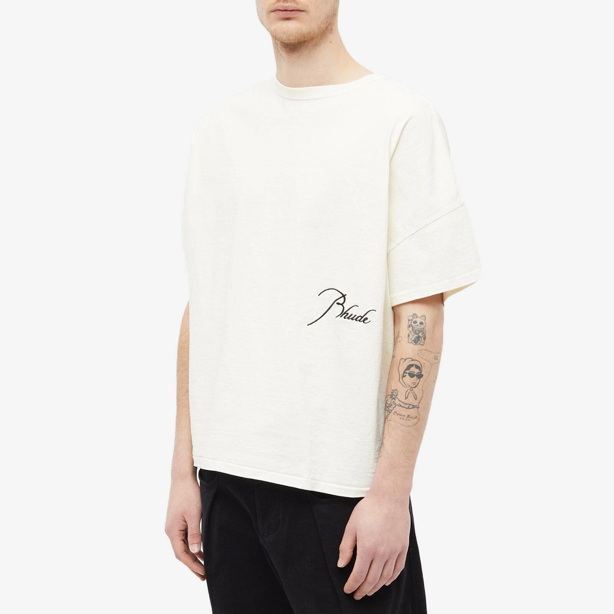 【関税込み】Rhude ホワイト 'Rhude' Logo スラブ Tシャツ RHUDE Logo t-shirt | White | FARFETCH